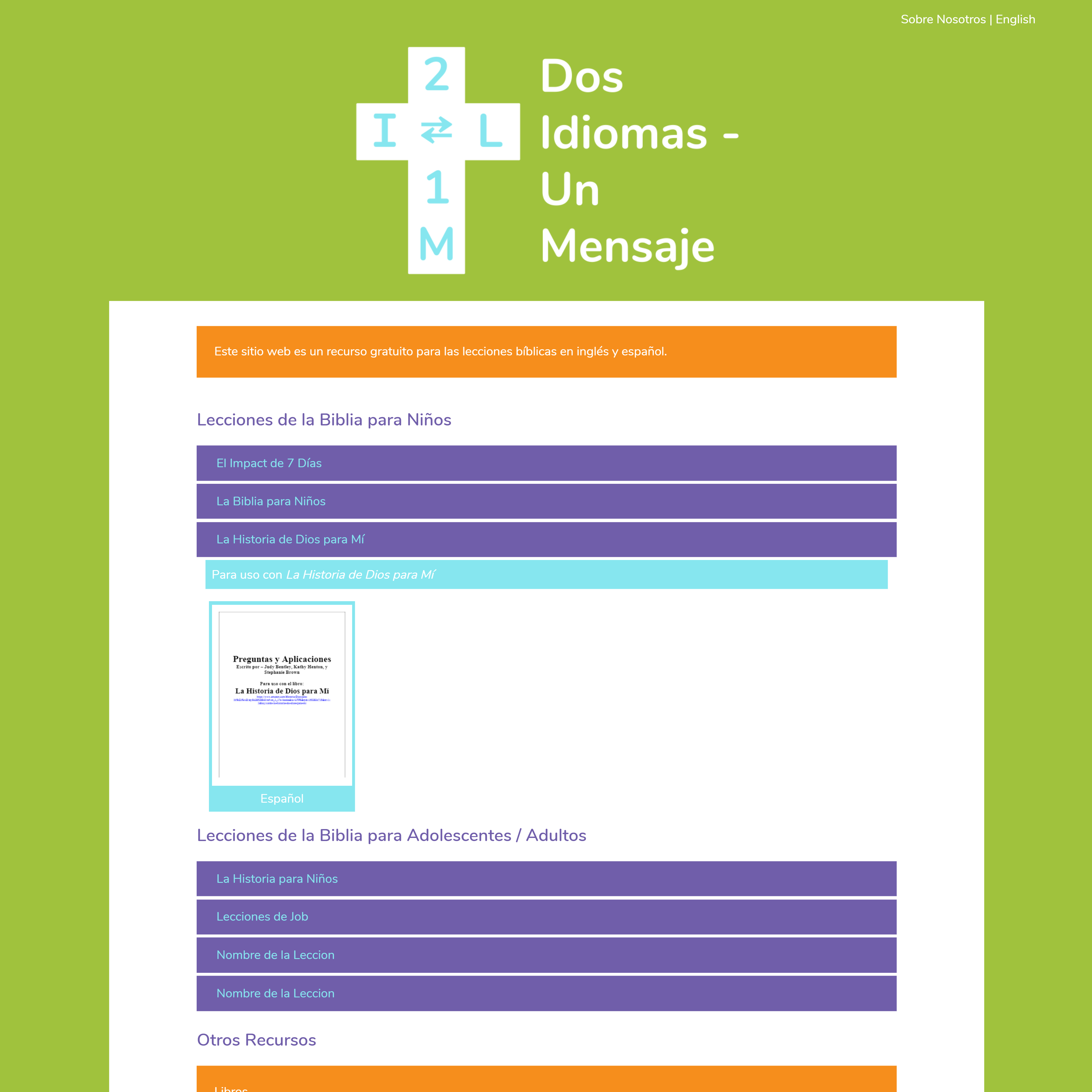 Two Messages - One Language website screenshot